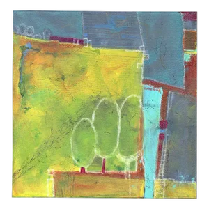 "A Day at the Farm" Original Abstract Mixed Media Painting by Jill Krasner