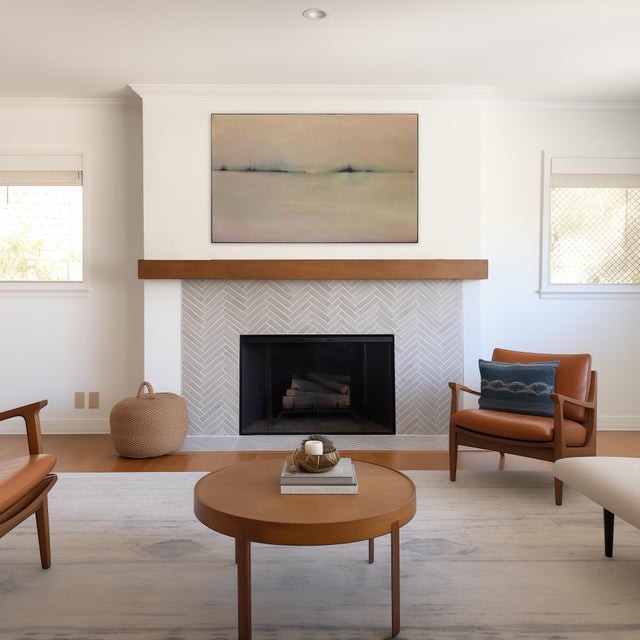 Textile Twilight - Muted Color Atmospheric Abstract Landscape Oil Painting on Canvas Original Artwork by Mark Acetelli For Sale - Image 7 of 9