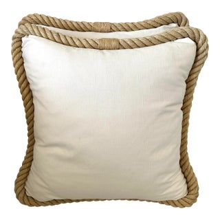 Pair of Large Coastal Rope Down Filled Pillows For Sale