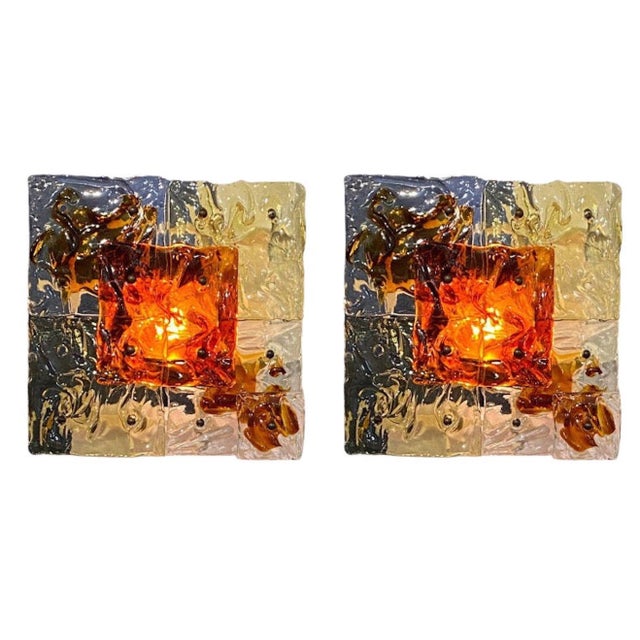One pair of elegantly designed and documented glass sconces by famous Italian designer Tony Zuccheri for Venini circa...