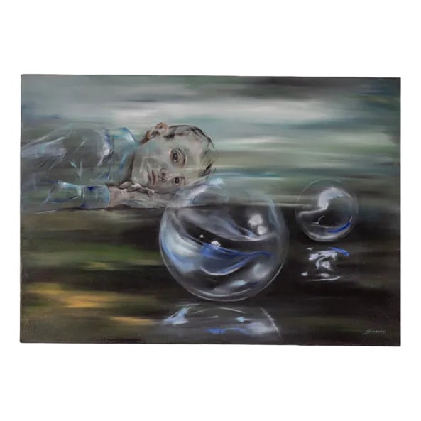 Gabriella Giardi, Marbles Series: Getting Lost, 2023, Oil on Canvas For Sale