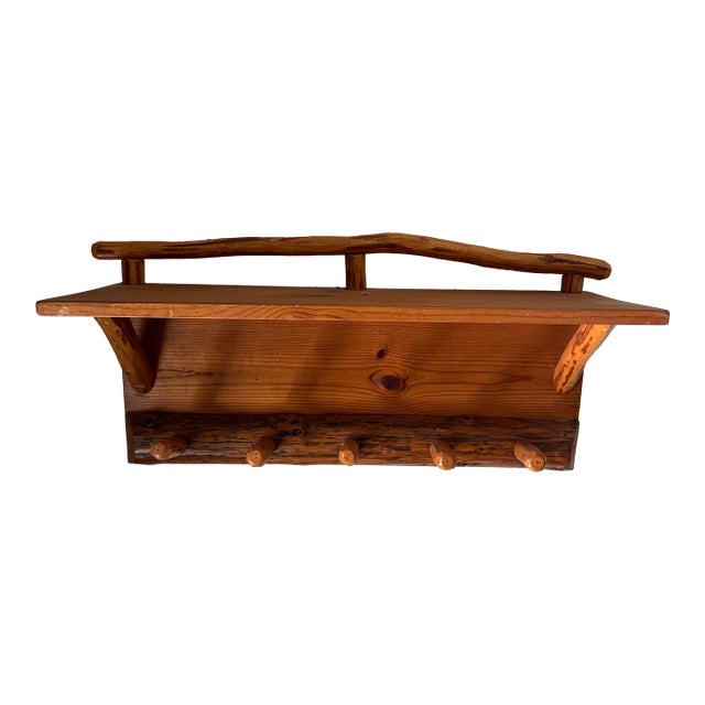 Vintage Camp Rustix Wood Shelf Rustic Coat Rack For Sale