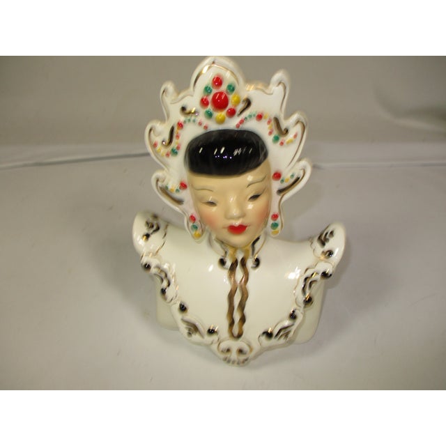 1960s Vintage Pair of MCM Asian Bust For Sale - Image 5 of 7