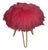 Red Long-Hair Flokati Fur Stool with Brass Hairpin Legs, 1950s For Sale