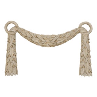 Vintage Carved Wood Swag with Leaf & Acorn Motif For Sale