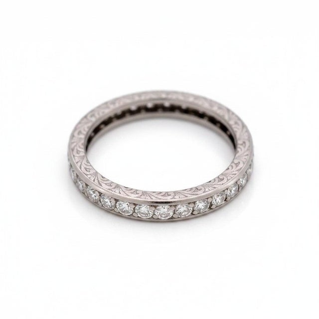 Art Deco Antique Art Deco Platinum Full Eternity Band — 1.50ct Diamonds | Circa 1920, Size 6.75 For Sale - Image 3 of 6