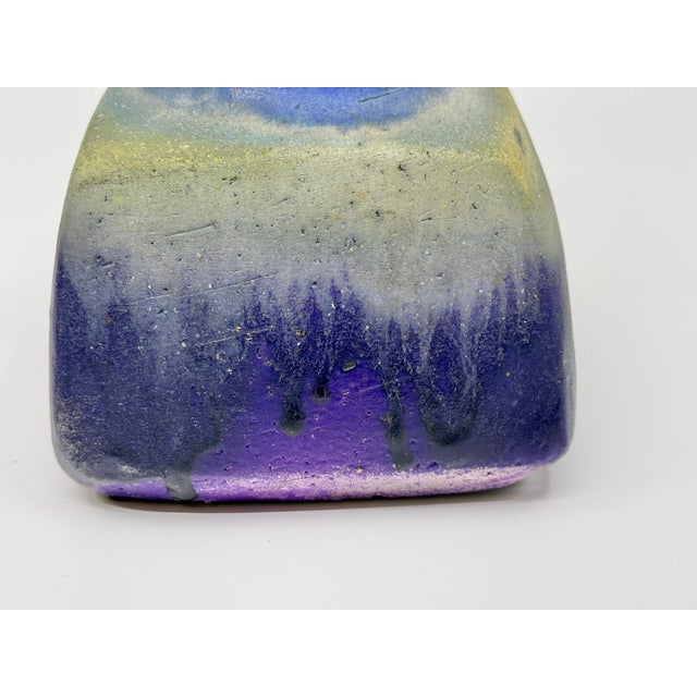Beautiful Blue Drip Glazed Fantoni Square Fantoni Vase For Sale - Image 9 of 14