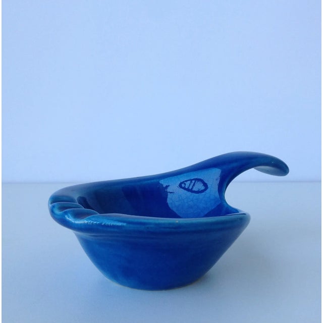 Mid-Century Modern Mid-Century Italian Blue Crackle-Glazed Ashtray, Pipe Rest For Sale - Image 3 of 11
