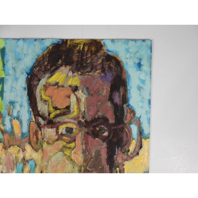 Portraiture Contemporary Expressionist Portrait Painting of Man Abstract Background For Sale - Image 3 of 6