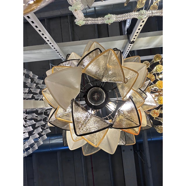 Contemporary Smoked-Fumè “Rondini” Murano Glass Cascade Chandelier “Rondini” elements in Murano glass poured over a mold...