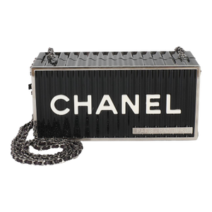 18A Black Lucite Paris Hamburg Minaudiere Shipping Container Clutch
