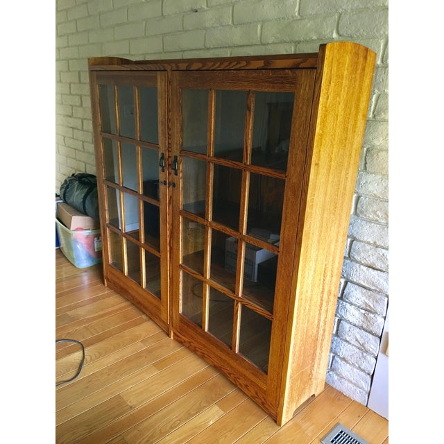 Restoration Hardware Mission Style Oak & Glass Bookcase Chairish