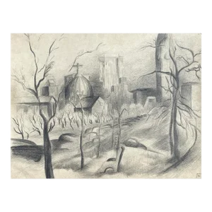 1940s Frank Wallace Philadelphia Center City Drawing