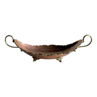 Vintage French Brass and Copper Centerpiece Bowl, Polished For Sale