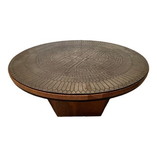 1960s Vintage Mid Century Modern Brutalist Metalwork Top Coffee Table by G. Urso Italy Signed For Sale