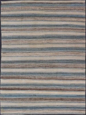 Flat-Weave Kilim Rug by Keivan Woven Arts, Brown and Blue 8'0 X 11'6