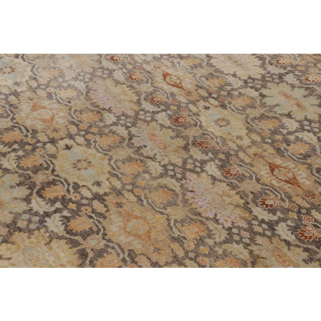 2010s Rug & Kilim's Modern Classics Rug in Antique Brown, Gold, and Dusty Blue Floral Pattern For Sale - Image 5 of 9