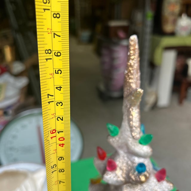 American 1970s White Light-Up Christmas Tree With Wind-Up Music Box (Rudolph the Red Nosed Reindeer) For Sale - Image 3 of 7