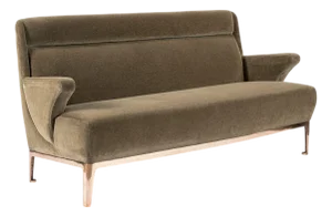 Restored 1940s Art Deco Sofa Mink Mohair, Matching Chair Available