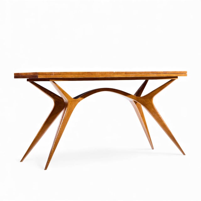 Mid 20th Century Giuseppe Scapinelli Mid Century Brazilian Walnut Console Flip Top Dining Table For Sale - Image 9 of 11