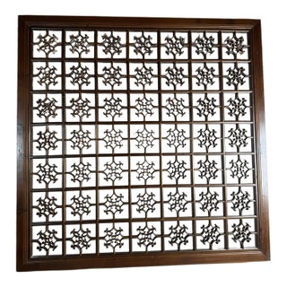 Decorative Wooden Lattice Panel With Geometric Fretwork Design For Sale