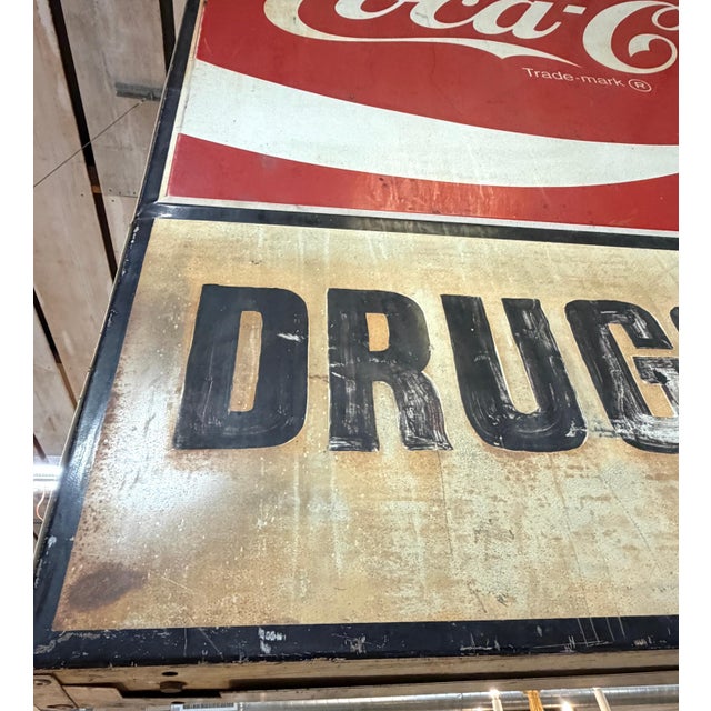 Monumental Double-Sided Coca-Cola “Drugs & Soda” Trade Sign, WPB FL, 1960s For Sale - Image 15 of 16