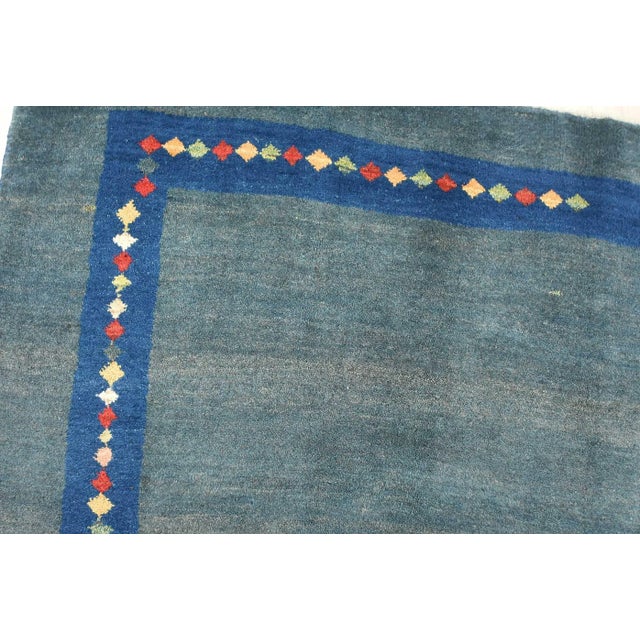 Vintage Gabbeh Blue Wool Tribal Hand-Knotted Area Rug - 7’8” X 11’6” For Sale In Philadelphia - Image 6 of 13