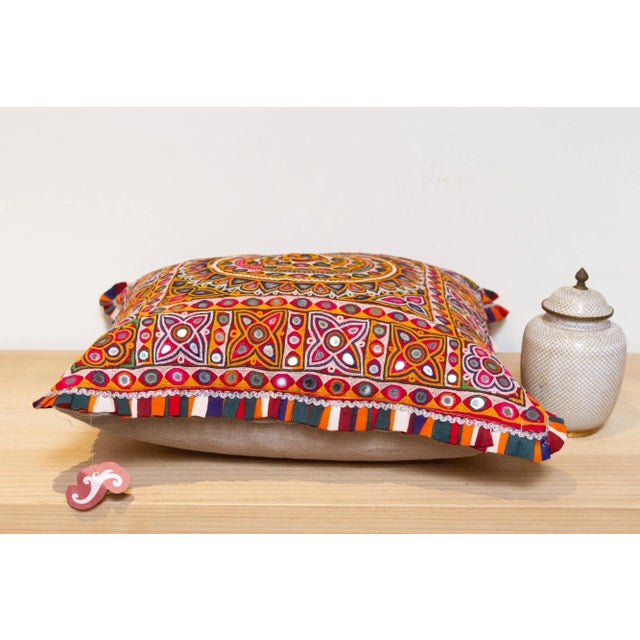 19th Century Adya Rajasthani Embroidered Decorative Pillow For Sale - Image 5 of 7
