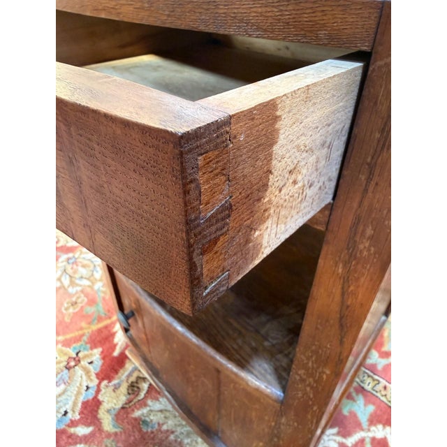 Art Deco Bedside Tables in Oak and Marble, 1930s, Set of 2 For Sale - Image 3 of 7