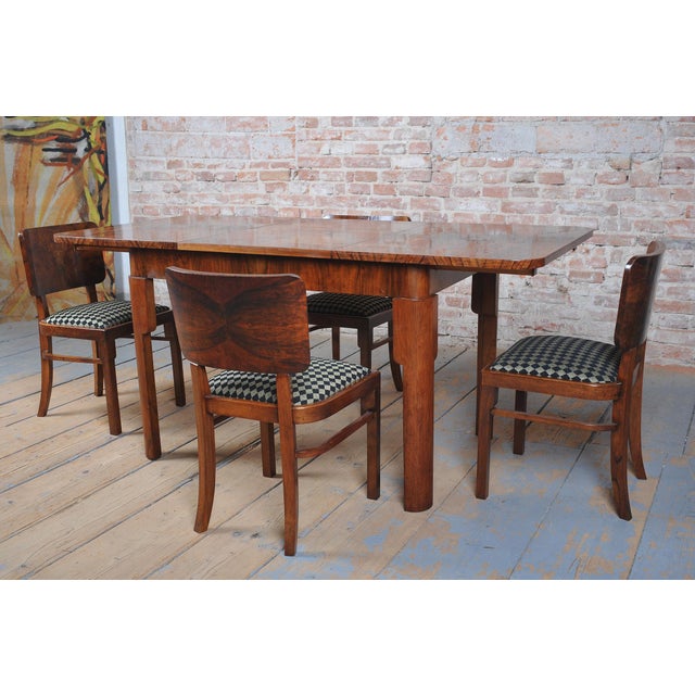 Vintage Art Deco Chairs in Beech and Walnut Veneer, Czech, 1920s, Set of 4 For Sale - Image 16 of 17