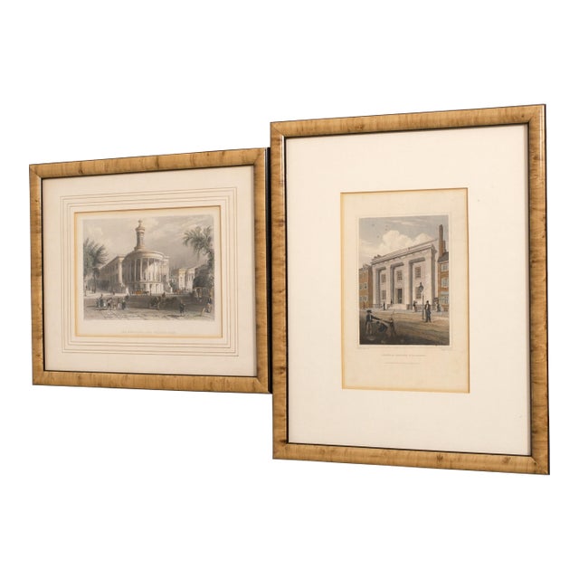 Vintage Pair Philadelphia Colored Engraving Inc Franklin Institute For Sale