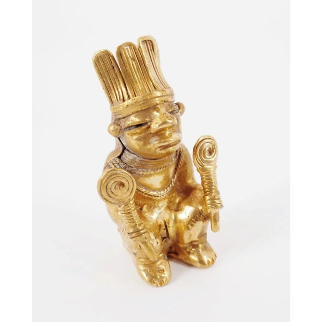 Metal Colombian Taïrona Tumbago Statuette of Ouutsür Woman For Sale - Image 7 of 7