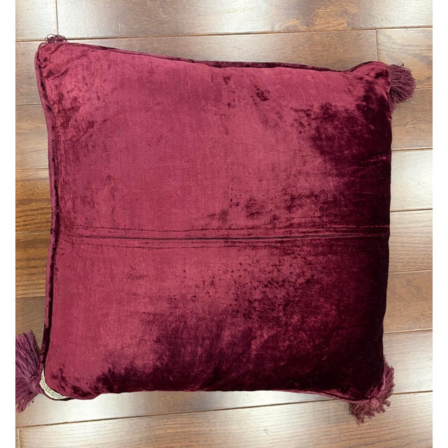 Luxury Custom Set of 3 Embroidered Silk Velvet Cushions For Sale - Image 9 of 11