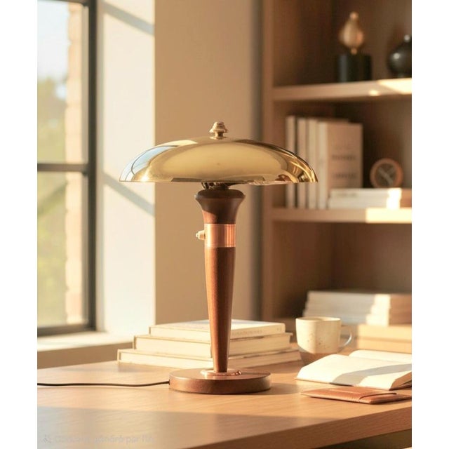 Art Deco Articulated Lamp in Mahogany and Brass, 1930 For Sale - Image 18 of 18