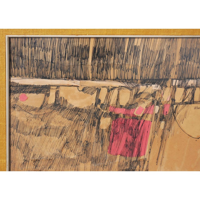 Abstract Arthur Turner Purple and Black Modern Gestural Abstract Ink and Watercolor Drawing, 1963 For Sale - Image 3 of 6