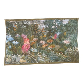 Vintage French Tropical Forest Jacquard Tapestry, 1950s For Sale