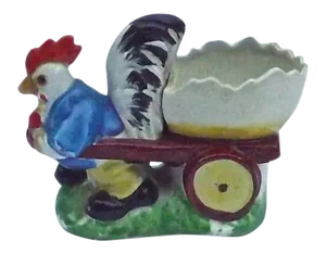 Vintage Porcelain Chicken & Cart Egg Cup