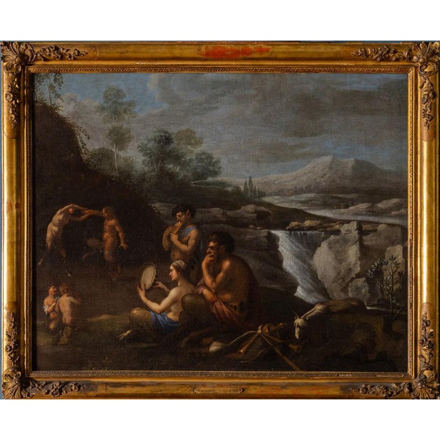 After Agostino Carracci, Landscape with Nymphs and Satyrs, 16th Century, Oil on Canvas For Sale - Image 9 of 9