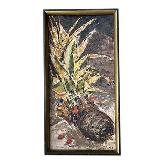 Vintage MCM Original Abstract Oil on Board For Sale