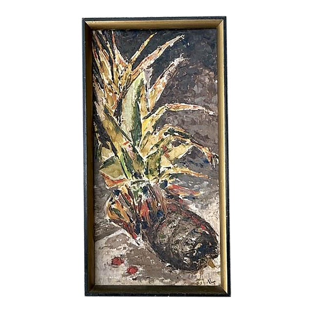 Vintage MCM Original Abstract Oil on Board For Sale