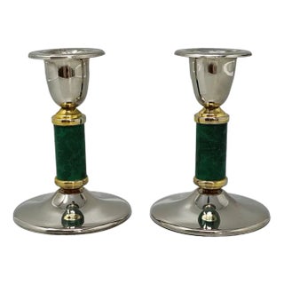 Green Candleholders, France, 1960s, Set of 2 For Sale
