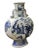 This is a Chinese decorative porcelain vase in Blue and White color finish. The theme is oriental people scenery graphic....