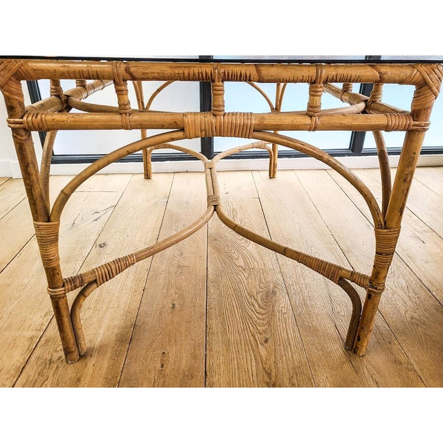 Dining Table and Rattan Chairs, Set of 5 For Sale - Image 4 of 18
