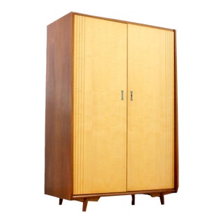 1950s Italian Mid Century Marino Lacquered Maple & Sycamore Armoire For Sale