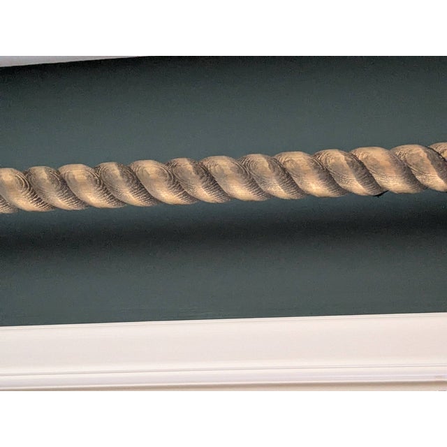 Gold Set of Heavy Carved Wood Curtain Rods, Finials & Lion Head Brackets, 10 Pieces For Sale - Image 8 of 12