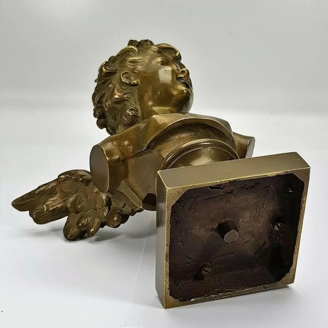 Metal Antique French Bronze Angel Putto by Auguste Moreau For Sale - Image 7 of 8