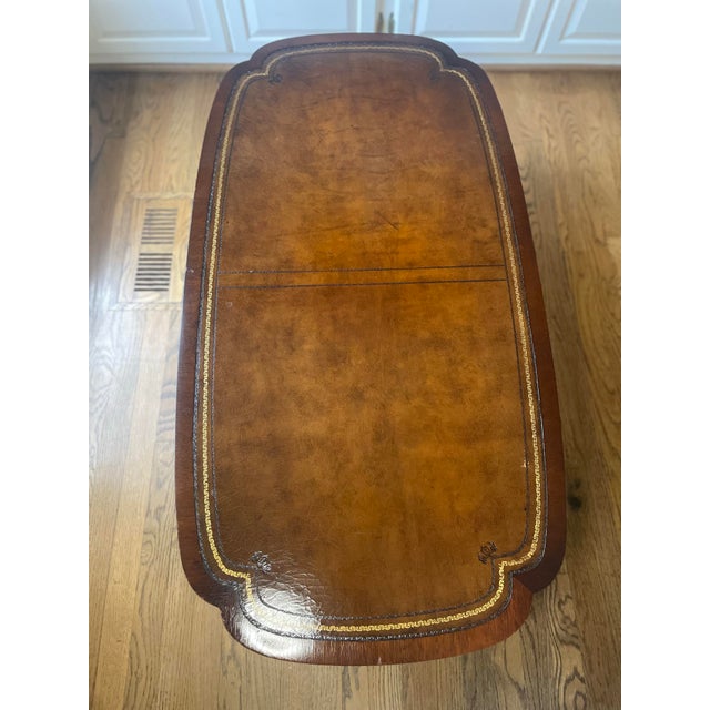 Animal Skin Vintage Zangerle & Peterson Leather-Top Coffee Table | Chicago | 1920s–40s For Sale - Image 7 of 9