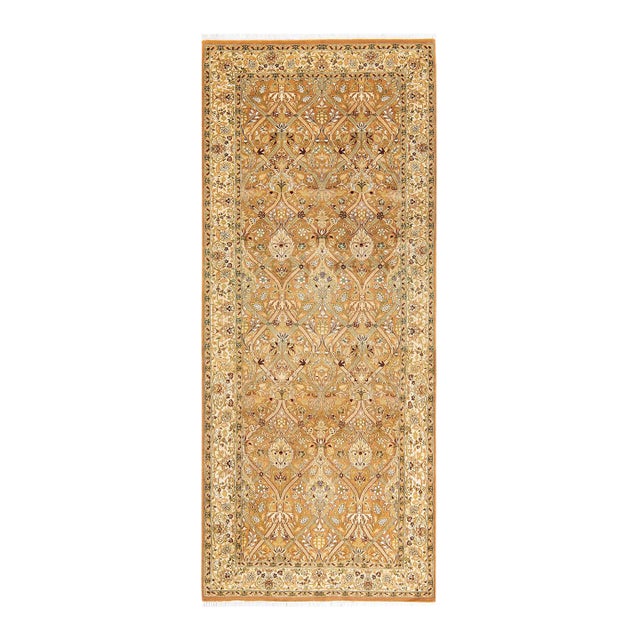 Mogul, One-of-a-Kind Hand-Knotted Runner Rug - Brown, 4' 1" x 9' 10" For Sale