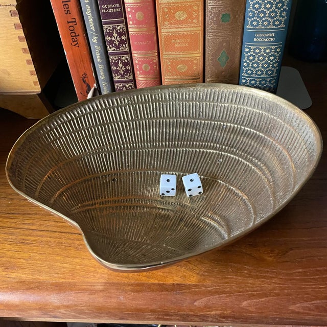 Large Footed Brass Clamshell Catch All For Sale - Image 4 of 5