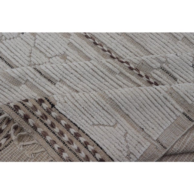 Mid 20th Century Large Modern Rug in Muted Off White. Light Brown With Minimalist Design For Sale - Image 11 of 12